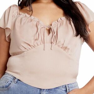 City Chic Blush Tie-Front Blouse